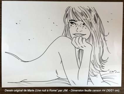 Jim (Terrasson, Thierry)  - Dessin original - Une nuit Ã  Rome - Marie - (2018) | Catawiki