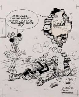 Mittéï - Modeste et Pompon Encre de Chine pour la couverture du journal Tintin