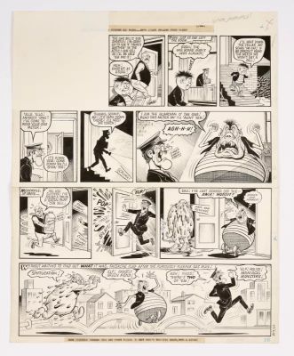Faceache original artwork by Ken Reid from Buster (1980). ’Elp! Police! Maniacal Monsters!’ The | Comic Book Auctions ltd