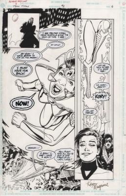 Team Titans #2 pg 6 Original Art by Kevin Maguire - Nightwing & Donna Troy