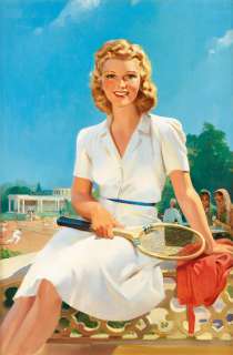 FREDERICK DUNCAN (Attributed to) (1881-unknown) Ovaltine Tennis Match Maiden. (ADVERTISING / TENNIS / CALENDAR] | Swann Galleries