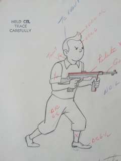 Tintin - Croquis préparatoire pour film d animation - On a marché sur la lune (années 60) | Catawiki