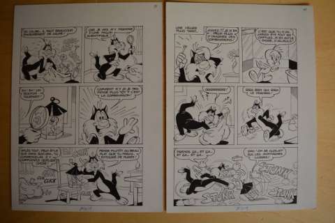 Titi & Sylvestre - Massimo De Vita - 2x tavole originali - Page volante | Catawiki