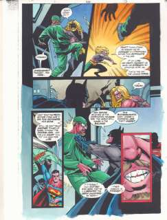 John Kalisz, Mark Propst, Steve Scott | Jla #46 P.15 Color Guide Art - Aquaman, Batman, And Superman Action - 2000 | Anthony’s Comic Book Art