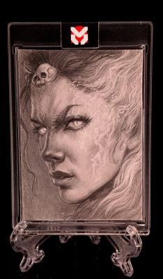 Omega Original Art Mystique Phoenix ‍ Michelle Diaz 1/1 charcoal sketch card