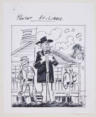 Lambil - Dessin... | Lambil - Dessin original : Projet au feutre, très proche... | Tessier Sarrou