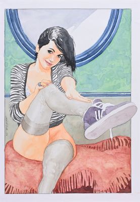 Liberatore, Tanino... | LIBERATORE, Tanino (né en 1953) Jeune fille aux bas... | Coutau Bégarie