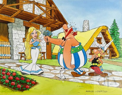 Uderzo/Astérix. Illustration Originale Réalisée À L’encre de Chine Et À L’aquarelle Par Le Petit Frère D’albert, Marcel. Très Belle Qualité D’exécution. Rare. Signé. 32 X 25 Cm |  | Dagoty