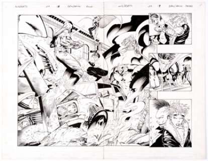 Ryan Benjamin and Richard Friend - WildC.A.T.S #29 Double Page Spread 16-17 Original Art (Image, 1996).