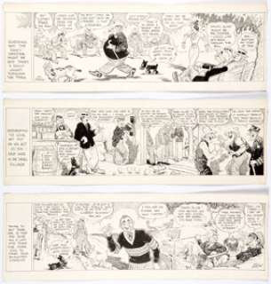 Bill Freyse - Rounde Corners Comic Strip Pilot Gags Original Art Group of 3 (c. 1930s).