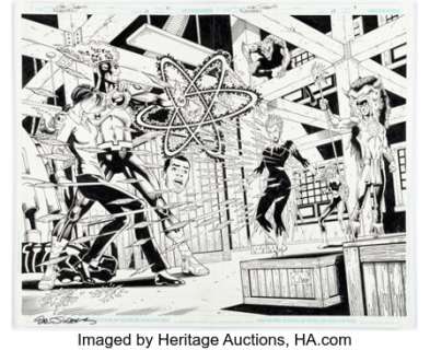 Jurgens, Dan | Dan Jurgens, Ray McCarthy, and Karl Kesel The Fury of Firestorm: The Nuclear Man #19 Double Splash Pages 2-3 Origi... | Heritage