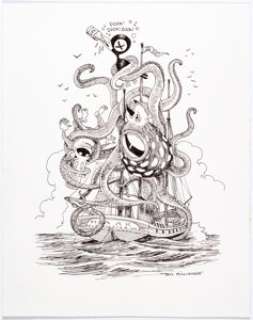 Millionaire, Tony | Tony Millionaire - Sock Monkey and Drinky Crow Illustration Original Art (c. 2000s).... | Heritage