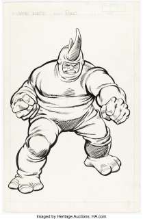 Simonson, Walt | Walt Simonson and Joe Rubinstein Official Handbook of the Marvel Universe #9 Rhino Illustration Original Art (Marv... | Heritage