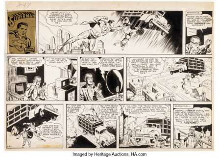 Boring, Wayne - Wayne Boring and Win Mortimer (attributed) Superman #847 Sunday Comic Strip Original Art dated 1-22-1956 (McClure ...