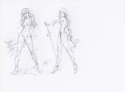 Campbell, J. Scott | J. Scott Campbell - Women of Dynamite / Red Sonja Design Drawing Original Art (2015).... | Heritage