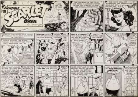 Stamm, Russell | Russell Stamm Invisible Scarlet O’Neil Sunday Comic Strip Original Art dated 9-17-1944 (Chicago Times, 1944).... | Heritage