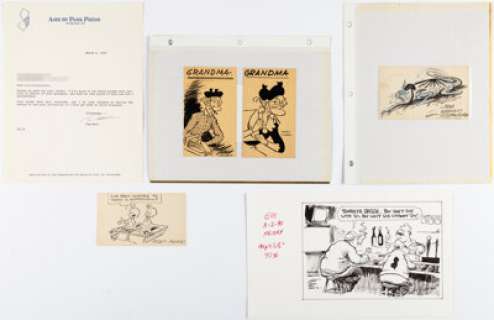 McDonnell, Patrick - Patrick McDonnell, Fred Neher, Howard Bender, and Others Autographed Cartoon Drawings Original Art Correspondence Group of 15 ... (Total: 25 Original Art)