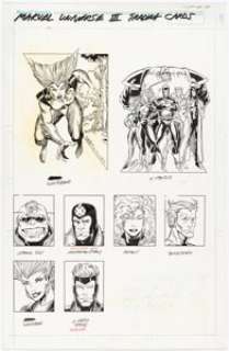 Ron Lim and Al Milgrom - Marvel Universe Series III Wolfsbane and X-Factor Trading Card Illustrations Original Art (Impel, 1992).