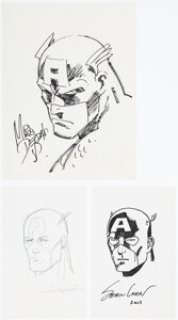 Mike Deodato Jr., Aaron Lopresti, and Sean Chen - Captain America Convention Sketches Original Art Group of 3 (c. 2000s). (Total: 3 Original Art)