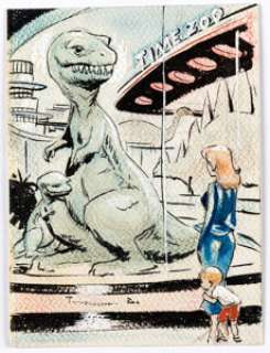 Wally Wood Galaxy Science Fiction Unpublished Tyrannosaurus Rex Cover Preliminary Original Art (c. 1950s-60s). | Heritage