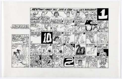 Ron Zalme Marvel Age #96 December-1990 Calendar Back Cover Illustration Original Art (Marvel, 1990). | Heritage