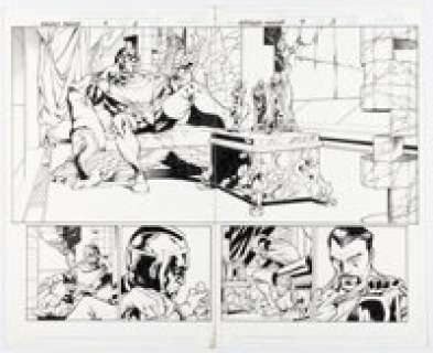Carlos Pacheco Avengers Forever #9 Double Page Spread 2-3 Original Art (Marvel, 1999).
