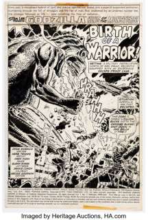 Herb Trimpe and Fred Kida Godzilla #7 Splash Page 1 Original Art (Marvel, 1977).