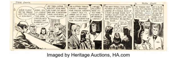 Milton Caniff Steve Canyon Daily Comic Strip Original Art dated 3-25-47 (Field Enterprises, Inc., 1947). | Heritage