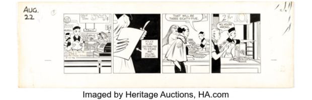 Chester Gould Dick Tracy Daily Comic Strip Original Art dated 8-22-56 (Chicago Tribune, 1956). | Heritage