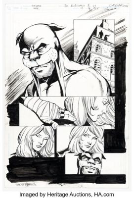 Joe Rubinstein [Mike Norton printed blue lines] Green Arrow / Black Canary #23 Story Page 8 Original Art (DC, 2009).