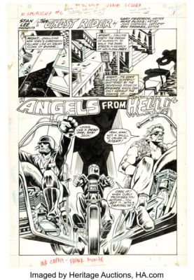Mike Ploog and Frank Chiaramonte (as Frank Monte) Marvel Spotlight #6 Ghost Rider Story Page 1 Original Art (Marvel, 1972). | Heritage