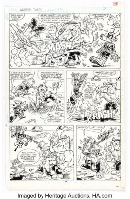 Ron Zalme and Pierre Fournier Marvel Tales #211 Spider-Ham Story Page 3 Original Art (Marvel, 1988).