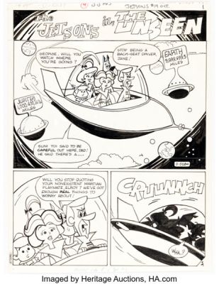 Fred Himes (attributed) The Jetsons #19 "The Unseen" Complete 4 Page Story Original Art Group of 5 (Charlton, 1973). (Total: 5 Items) | Heritage