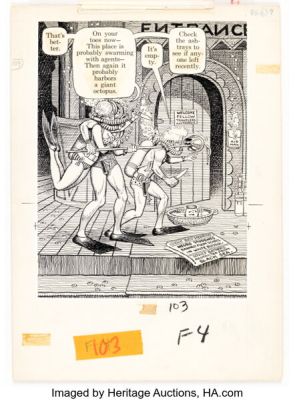 Harvey Kurtzman and Bill (Will) Elder Help! V2#2 "The Adventures of Goodman Beaver - Chapter IV: Goodman, Underwater" Story Page 6 Panel 4 Illustration Original Art (Warren, 1962). | Heritage