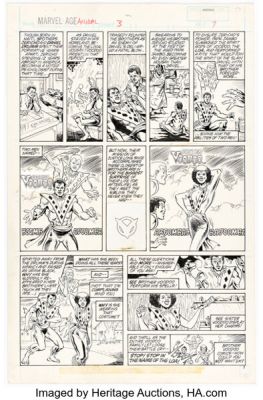 Richard Howell and Jim Mooney Marvel Age Annual #3 Story Page 7 Original Art (Marvel, 1987).