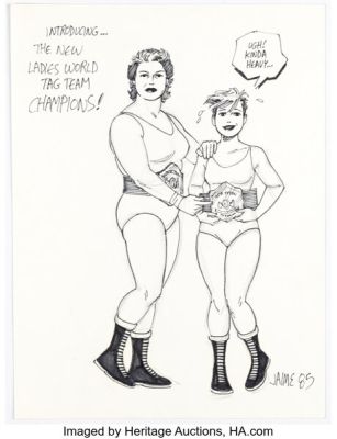 Jaime Hernandez - Maggie and Rena Titañon from Love and Rockets Sketch Original Art (1985). | Heritage
