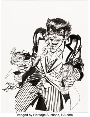 Neal Adams - Joker with Joker Fish Guns Specialty Illustration Original Art (undated). | Heritage