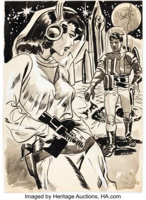 Wally Wood - Space Girl Science-Fiction Preliminary Original Art (c. 1950s). | Heritage
