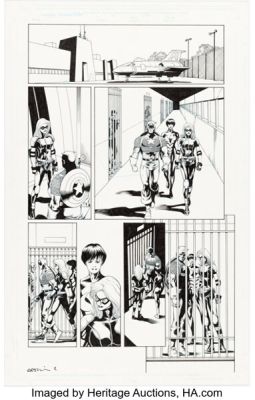 Gary Erskine [Barry Kitson printed blue lines] Avengers / Thunderbolts #1 Story Page 20 Original Art (Marvel, 2004).