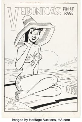 Dan DeCarlo Archie Giant Series Magazine #8 Veronica Pin-Up Illustration Original Art (Archie, 1960). | Heritage