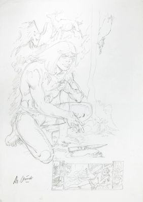 Cheret André Rahan Illustration... | CHERET André Rahan Illustration représentant Rahan... | Neo Enchères