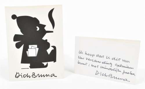 [ORIGINAL BOOK & COMIC BOOK ARTWORK] DICK BRUNA (1927-2017) HANDMADE AND SIGNED CARD | Zwiggelaar Auctions
