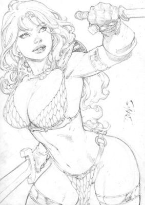 Ed Benes | Red Sonja - 09"x12" Pencil | Ed Benes