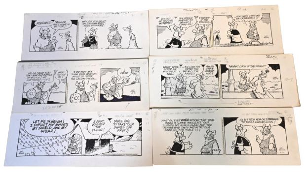 10 Chris Browne and Dick Hodgins Jr, Hagar the Horrible Daily Comic Strip Original Art, Ink on paper, ten original… | misc / divers