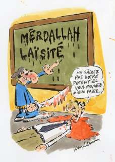 Vuillemin, Philippe - Dessin original + mise en couleur sur papier - Charlie Hebdo - Enseignement (2016) | Catawiki