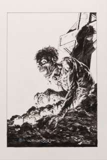 Bernie Wrightson signed original â€œUnmarkedâ€ illustration for the Gardens of the Dead portfolio. | Profiles in History