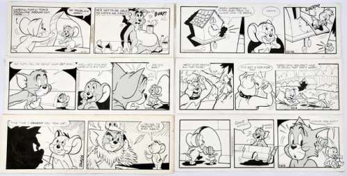 Tom and Jerry original Newspaper strip comic art: a group of 10 for Tom and Jerry by Kelly Jarvis,… | Ewbank’s
