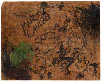 Martin Landau personal cartoonist drawing desktop with self-portrait caricature. | Profiles in History