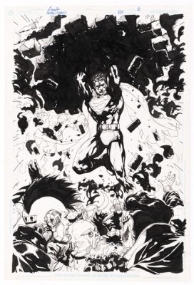 Lot 30 - ACTION COMICS #820 DECEMBER 2004 ORIGINAL ART SPLASH PAGE BY CARLOS D‘ANDA.