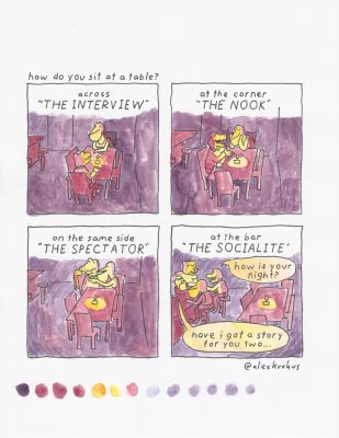 Alex Krokus | how do you sit at a table | Athenaeum Comic Art